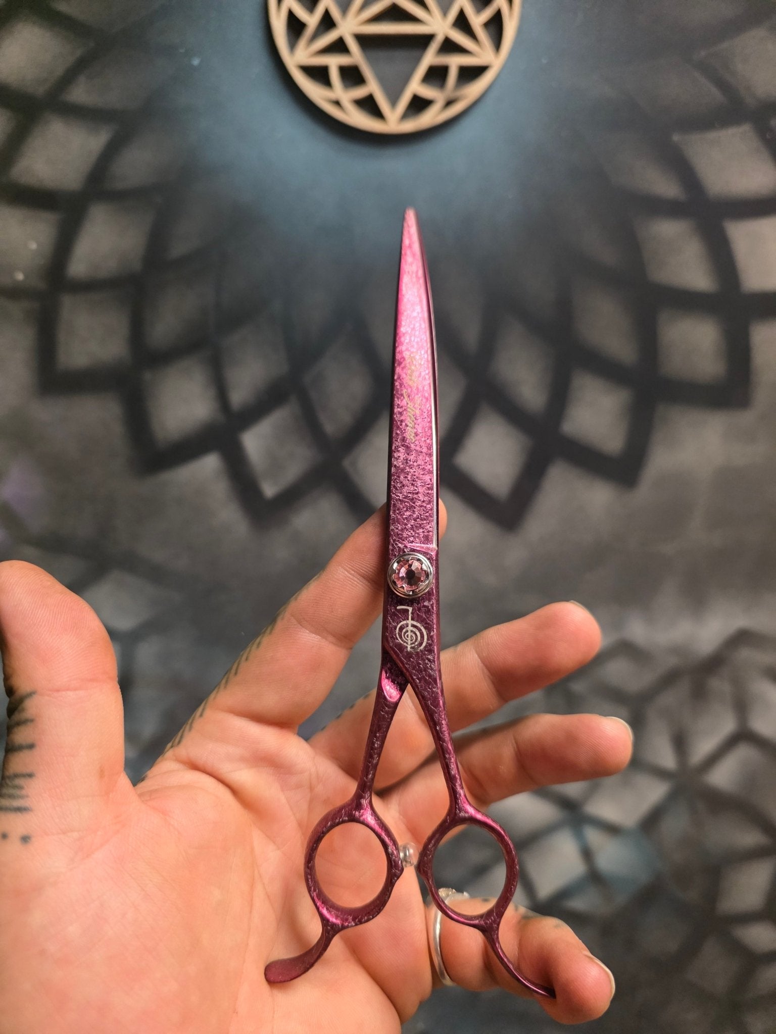 Reverse Curved Chunker Dog Grooming Shears | Pink Unicorn | Reiki